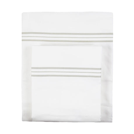 Ann Gish White Taupe Queen Hem Stripe Sheet Set