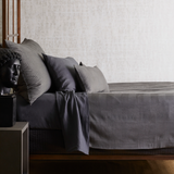 Ann Gish Charcoal Queen Linen Sheet Set