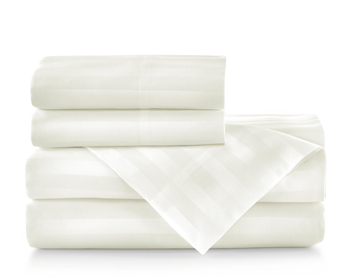 Peacock Alley SOPRANO STRIPE KING SHEET SET IVORY