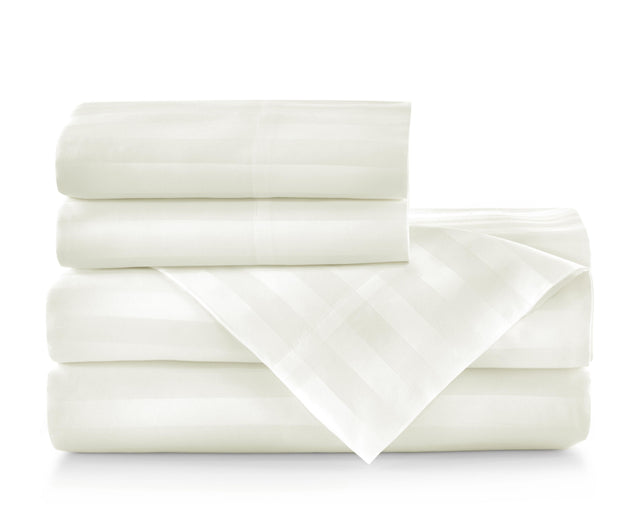 Peacock Alley SOPRANO STRIPE KING SHEET SET IVORY