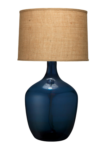 Jamie Young Plum Jar Glass Table Lamp with Burlap Shade, Blue