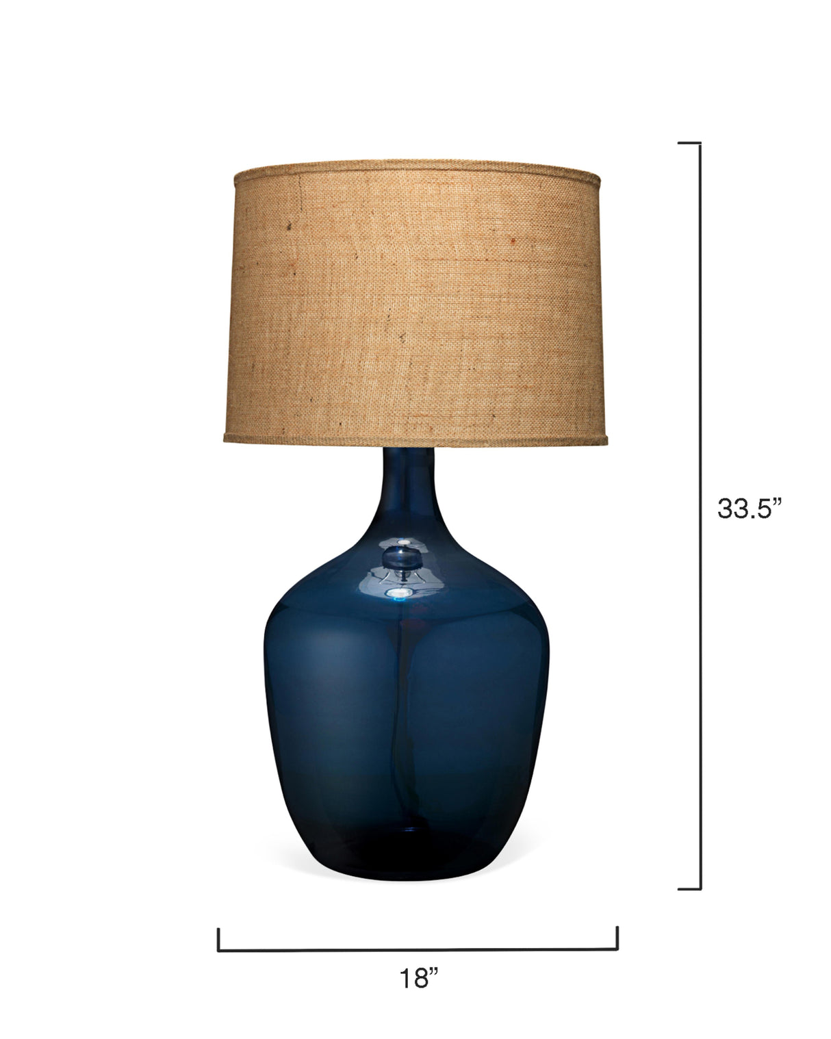 Jamie Young Plum Jar Glass Table Lamp with Burlap Shade, Blue