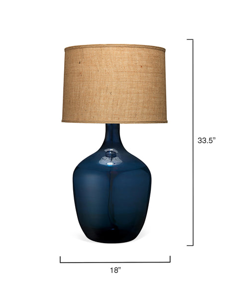 Jamie Young Plum Jar Glass Table Lamp with Burlap Shade, Blue