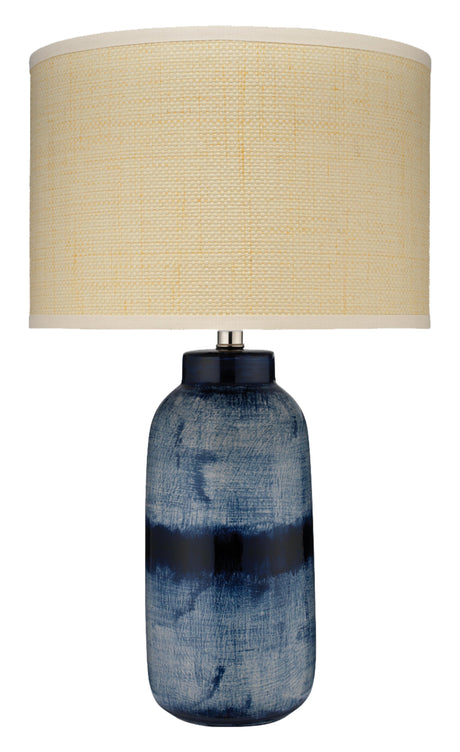 Jamie Young Batik Ceramic Table Lamp with Raffia Shade