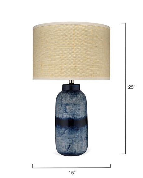 Jamie Young Batik Ceramic Table Lamp with Raffia Shade