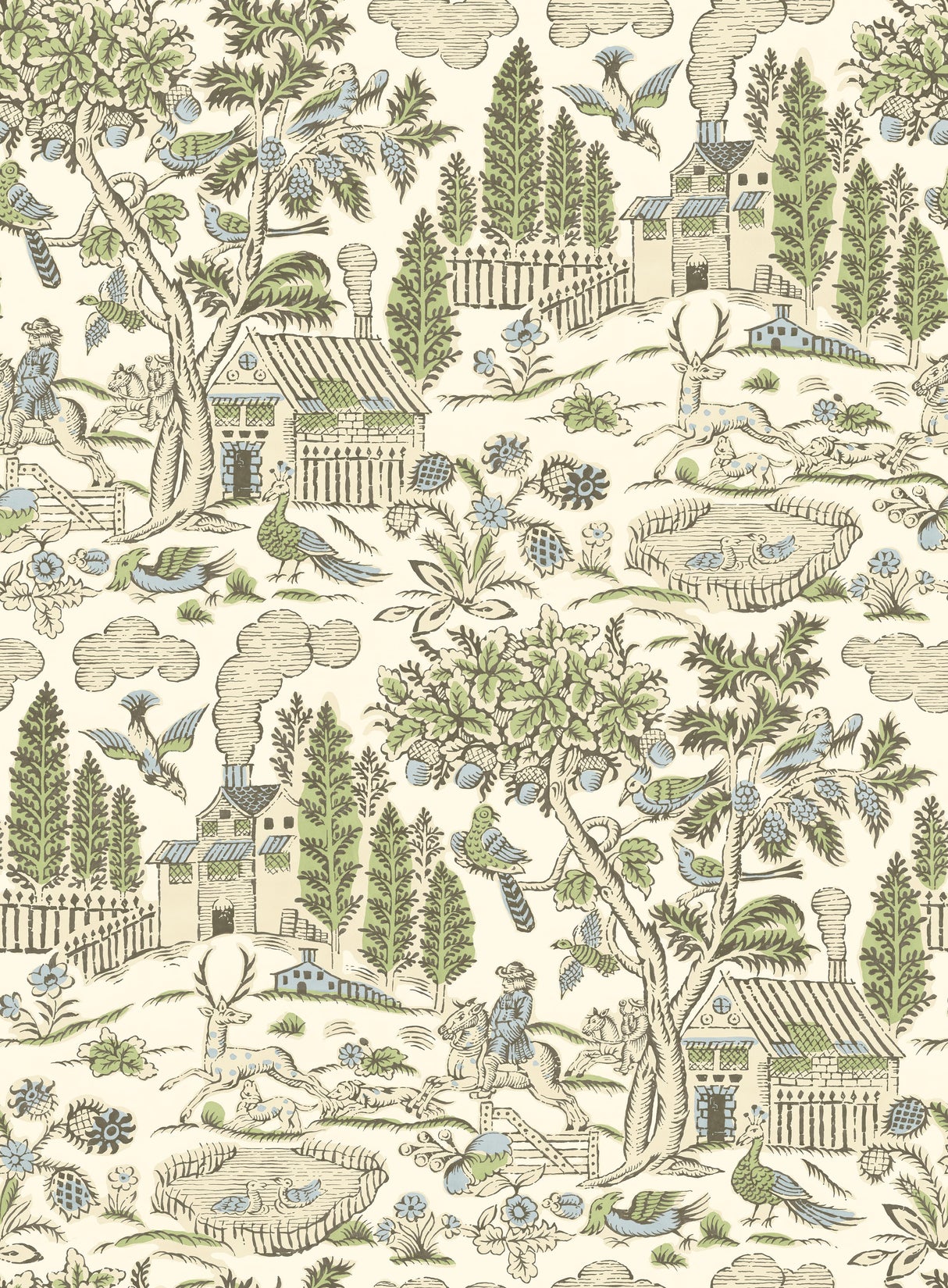 G P & J Baker HOME PARK SOFT GREEN/BLUE Wallpaper