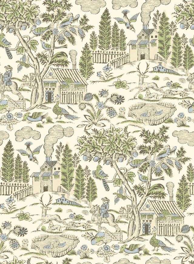 G P & J Baker HOME PARK SOFT GREEN/BLUE Wallpaper