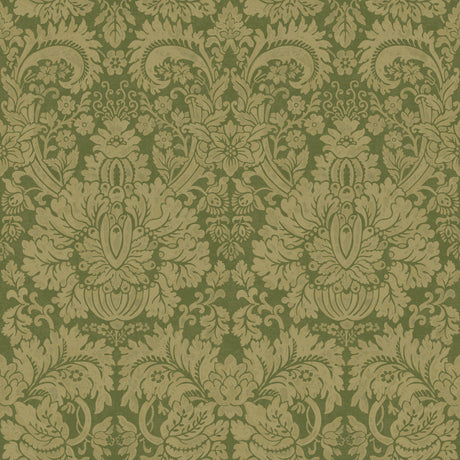 G P & J Baker QUEEN'S DAMASK ROYAL GREEN Wallpaper