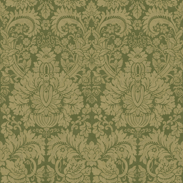 G P & J Baker QUEEN'S DAMASK ROYAL GREEN Wallpaper