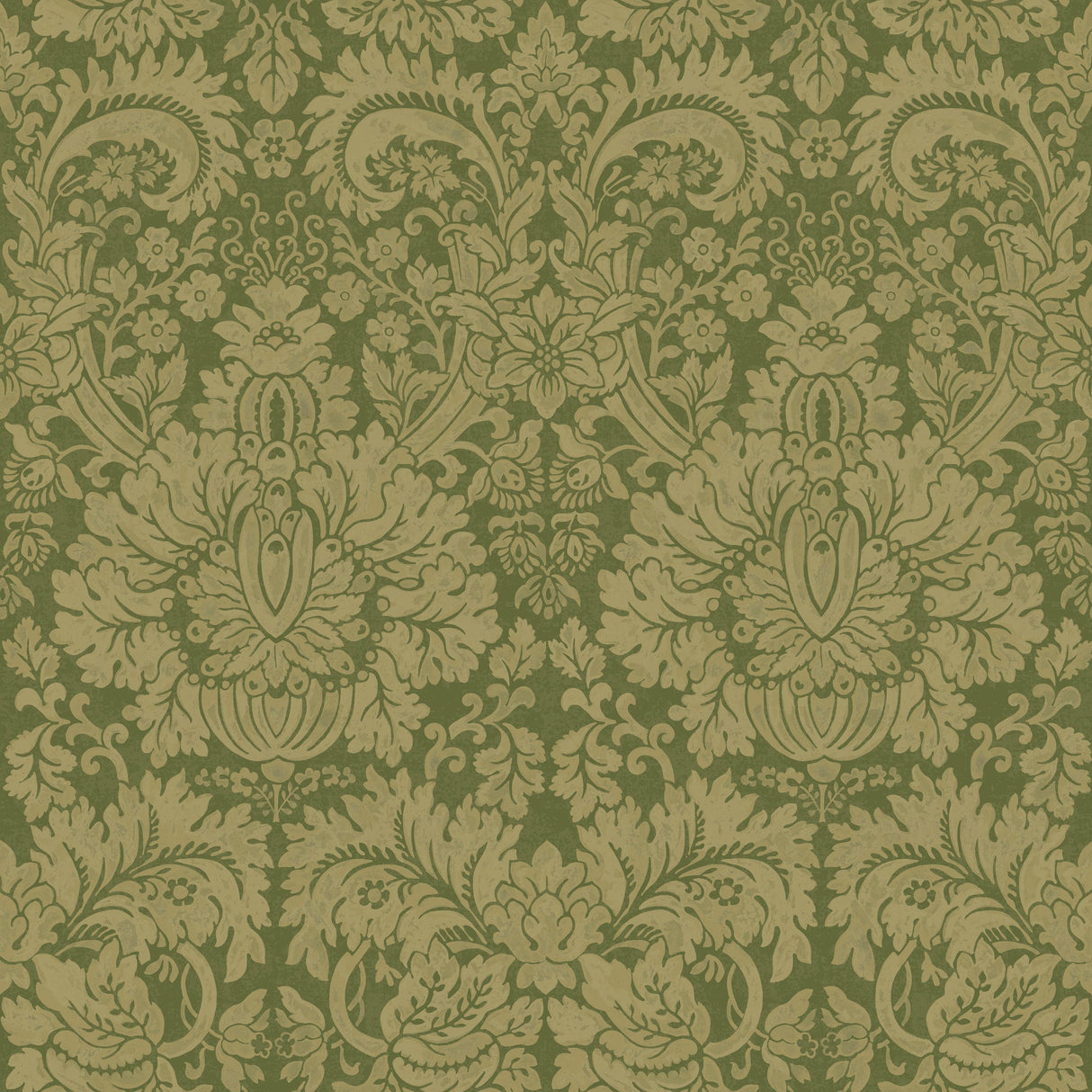 G P & J Baker QUEEN'S DAMASK ROYAL GREEN Wallpaper