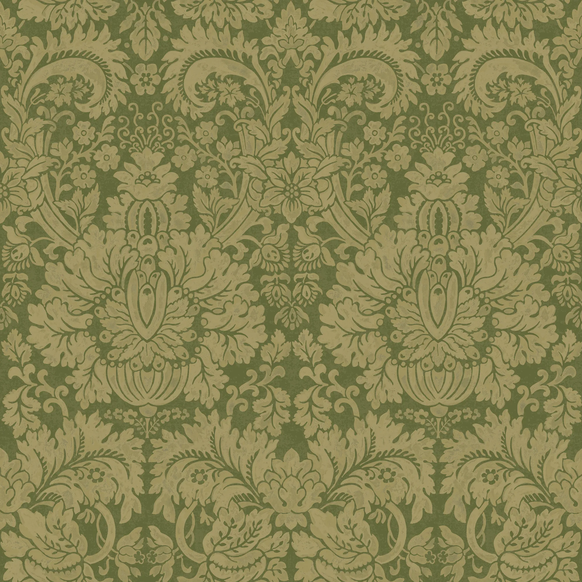 G P & J Baker QUEEN'S DAMASK ROYAL GREEN Wallpaper