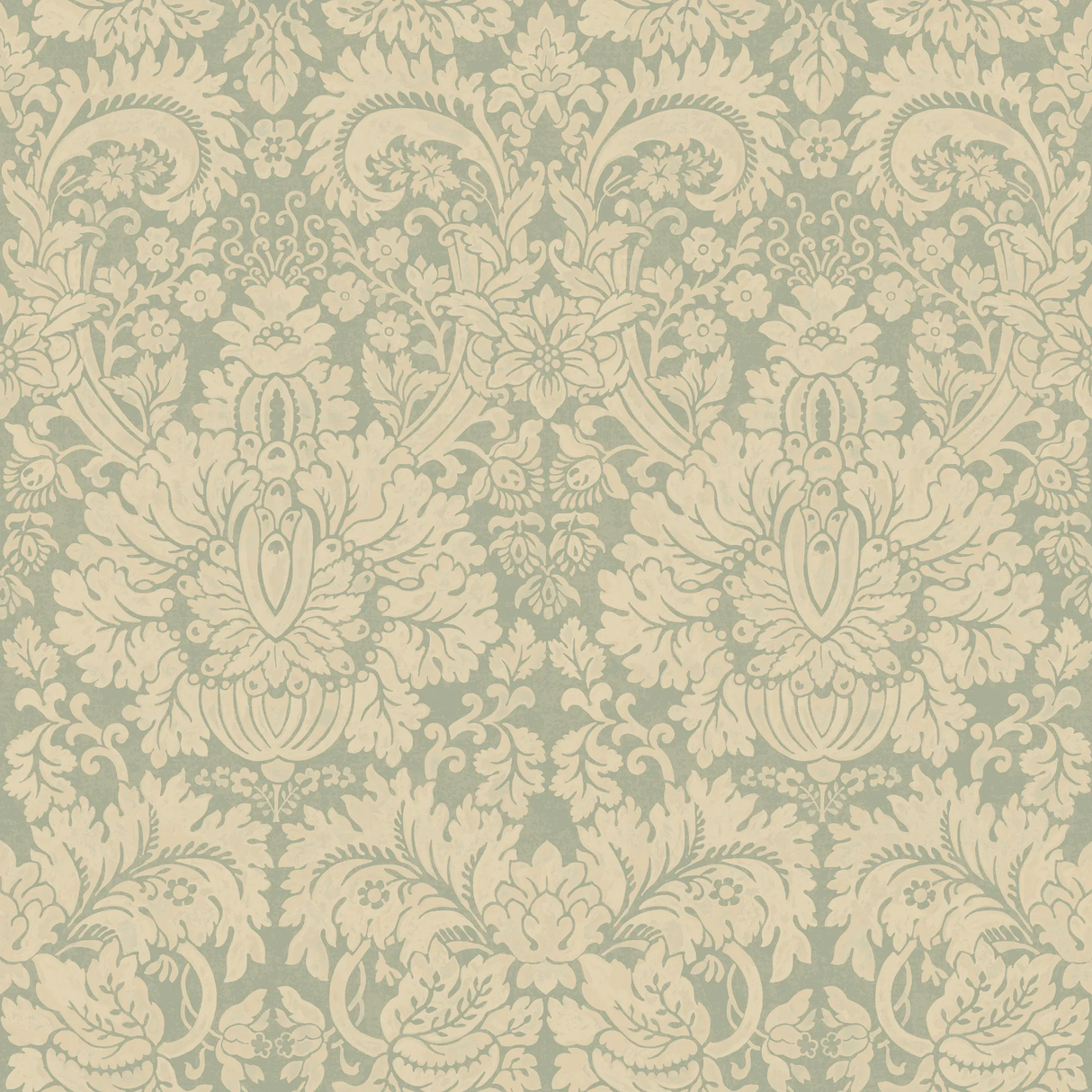 G P & J Baker QUEEN'S DAMASK AQUAMARINE Wallpaper
