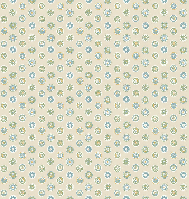 G P & J Baker COURT BUTTONS BLUE/GREEN Wallpaper