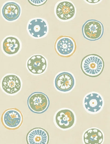 G P & J Baker COURT BUTTONS BLUE/GREEN Wallpaper