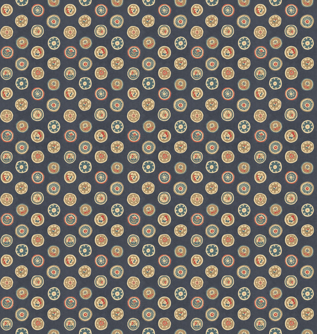 G P & J Baker COURT BUTTONS INDIGO Wallpaper
