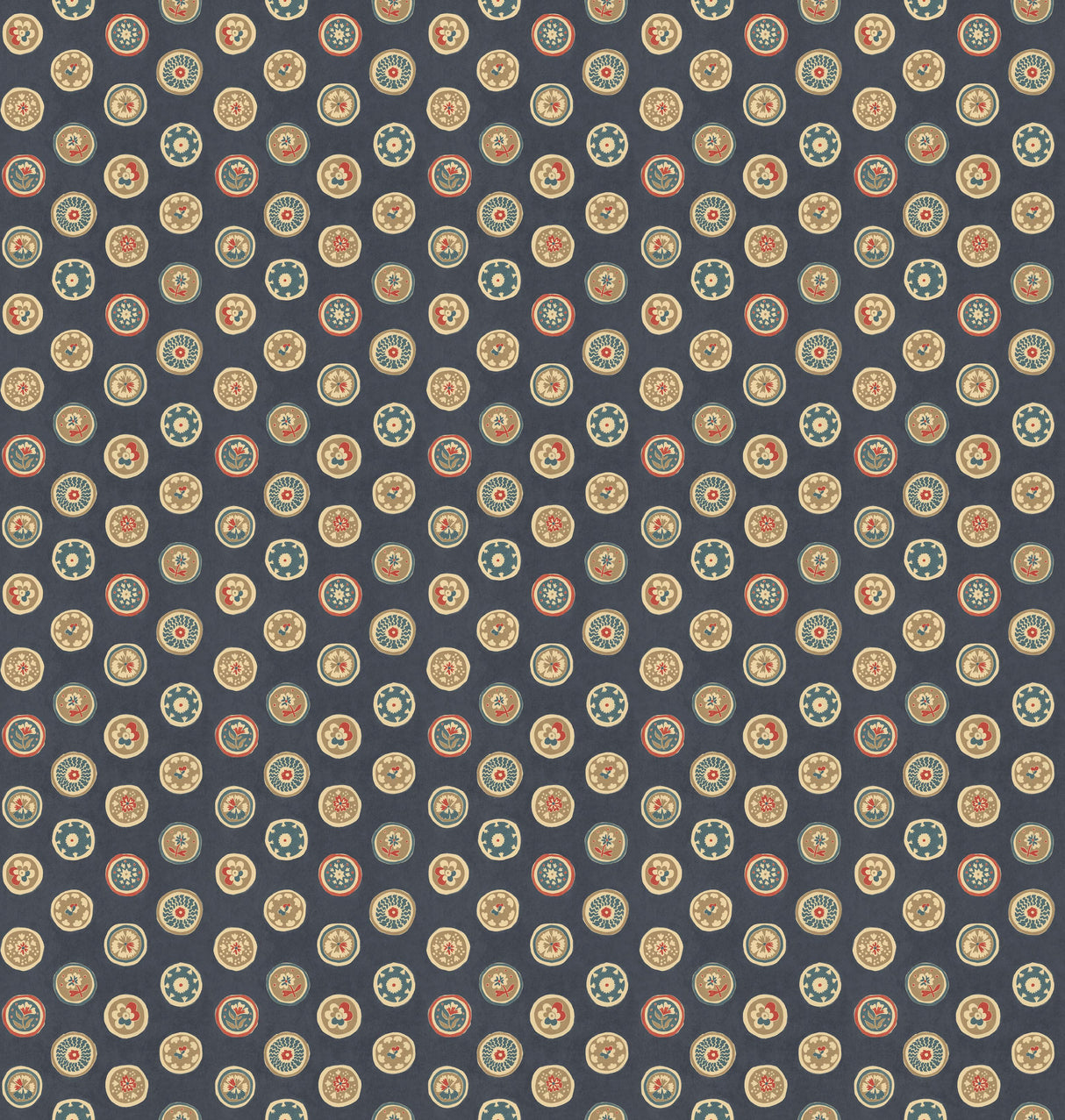 G P & J Baker COURT BUTTONS INDIGO Wallpaper