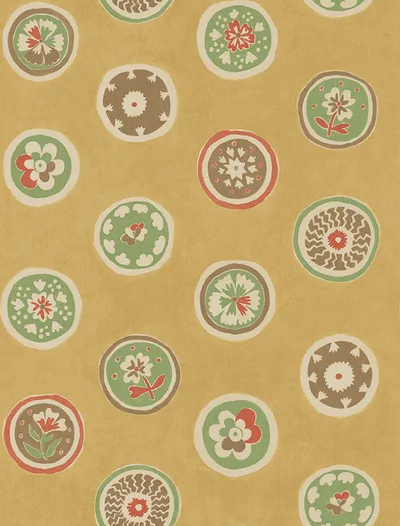 G P & J Baker COURT BUTTONS OCHRE Wallpaper