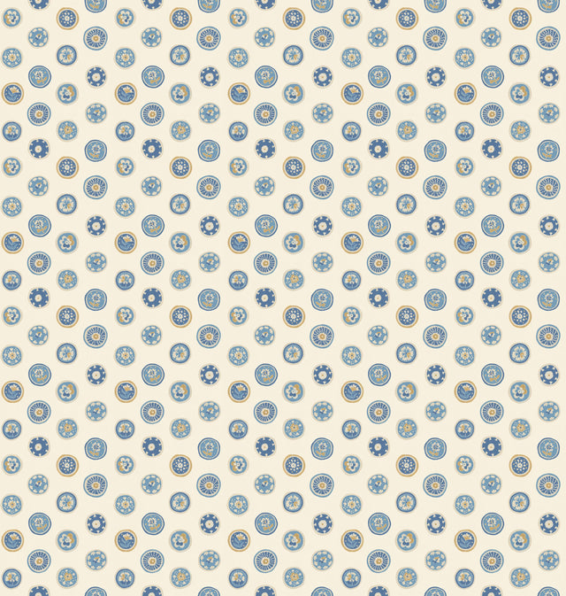 G P & J Baker COURT BUTTONS BLUE Wallpaper