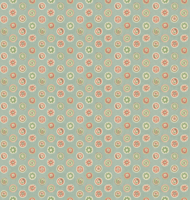 G P & J Baker COURT BUTTONS AQUA/RED Wallpaper