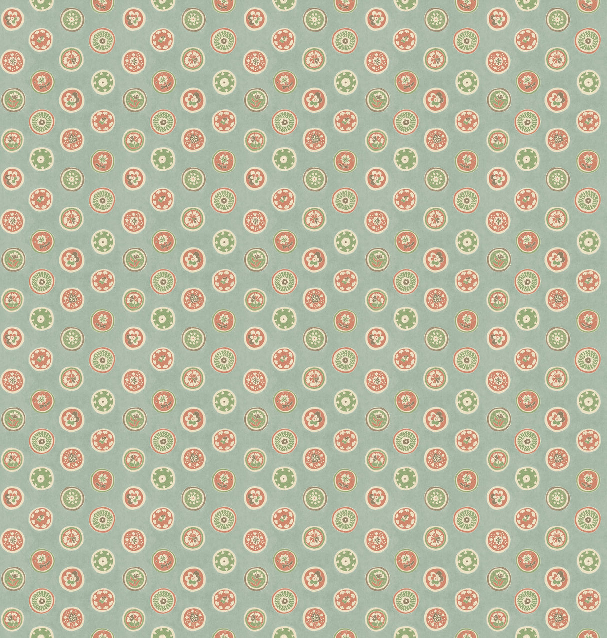 G P & J Baker COURT BUTTONS AQUA/RED Wallpaper