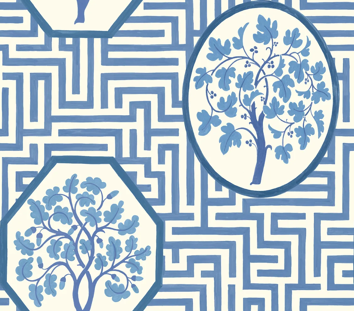 G P & J Baker ROYAL MAZE ROYAL BLUE Wallpaper