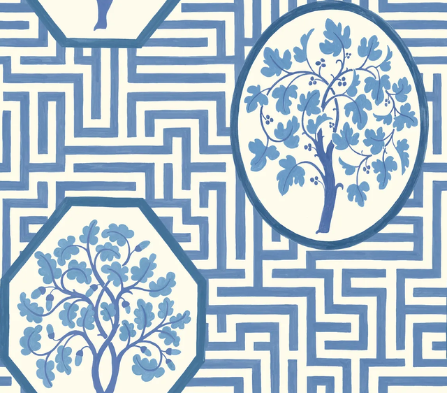 G P & J Baker ROYAL MAZE ROYAL BLUE Wallpaper