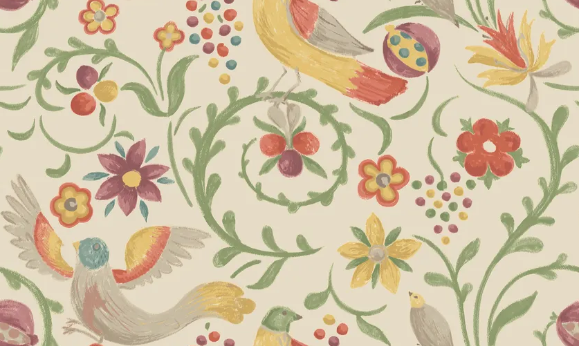 G P & J Baker ROYAL COURT RED/GREEN Wallpaper