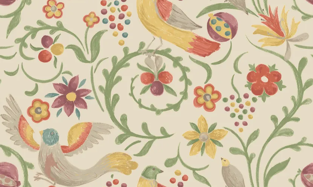 G P & J Baker ROYAL COURT RED/GREEN Wallpaper