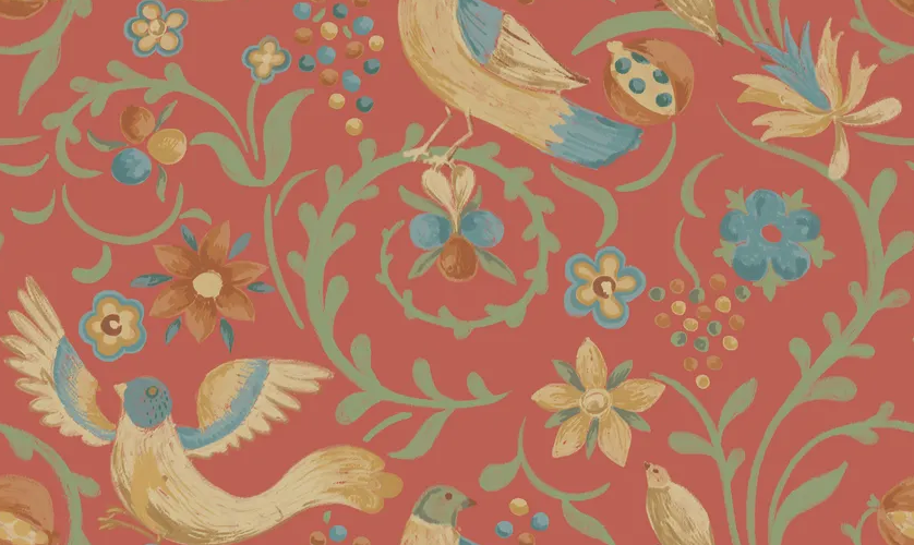 G P & J Baker ROYAL COURT RED Wallpaper
