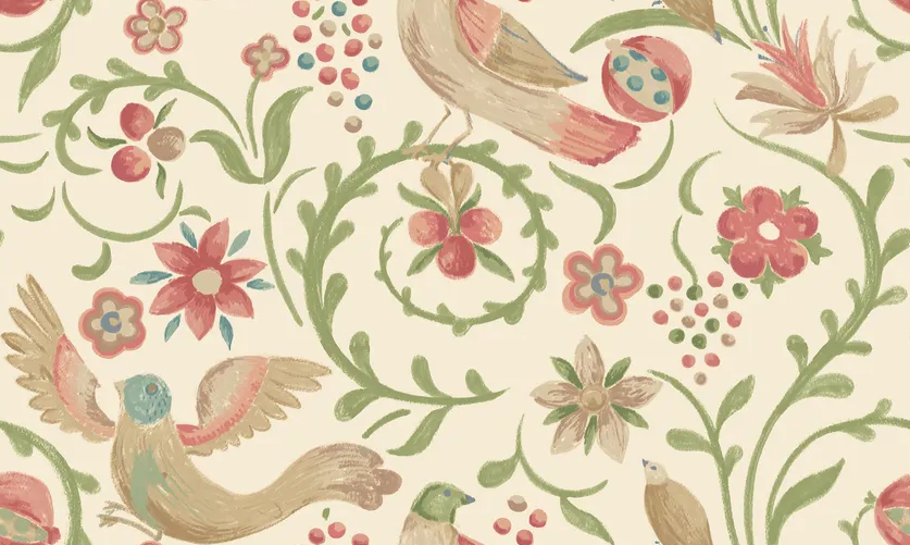 G P & J Baker ROYAL COURT PINK/GREEN Wallpaper