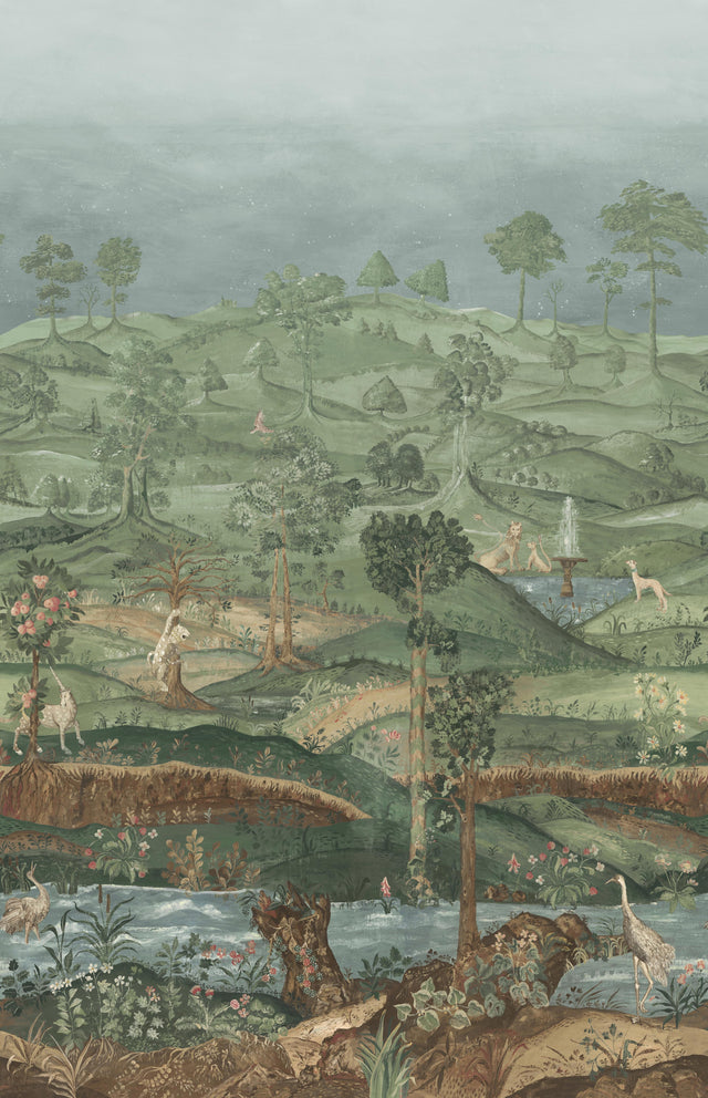 G P & J Baker ROYAL PARK PANEL ROYAL GREEN Wallpaper