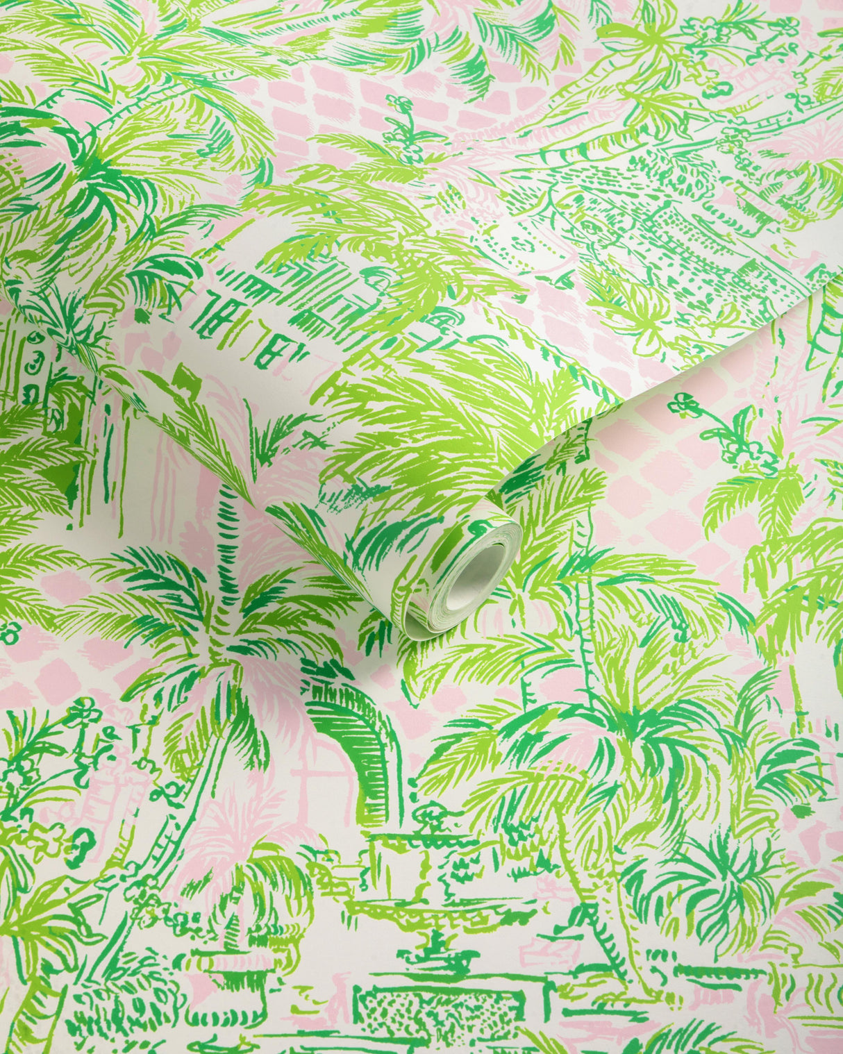 Lee Jofa PALM BEACH WP PINK/GREEN Wallpaper