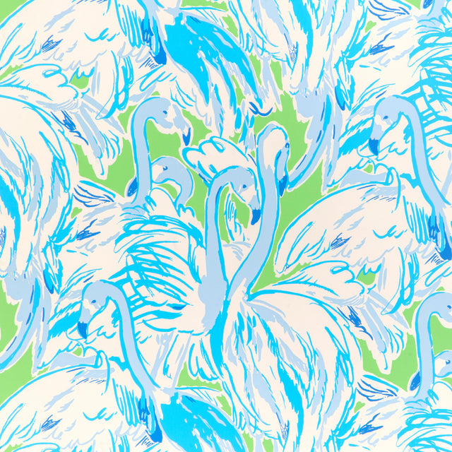 Lee Jofa PINK COLONY WP GREEN/BLUE Wallpaper