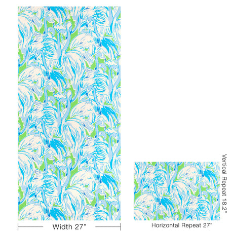 Lee Jofa PINK COLONY WP GREEN/BLUE Wallpaper