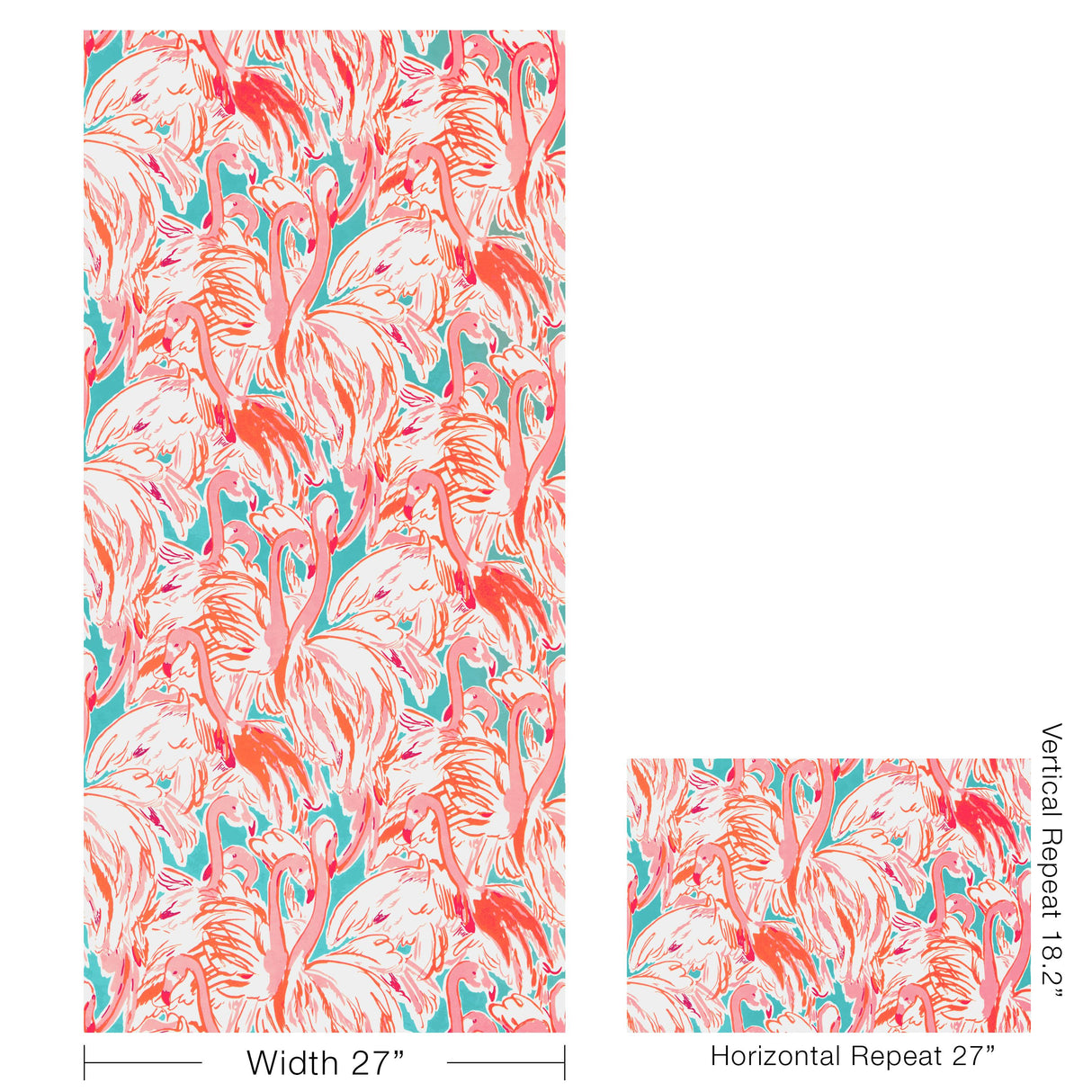 Lee Jofa PINK COLONY WP AQUA/PINK Wallpaper