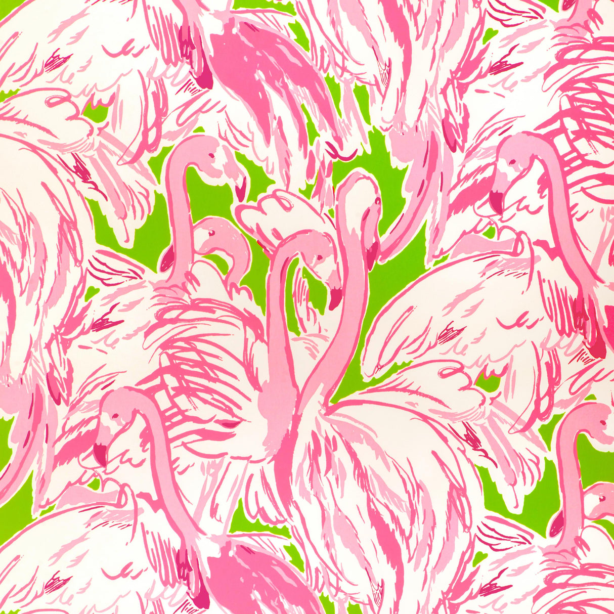Lee Jofa PINK COLONY WP GREEN/PINK Wallpaper