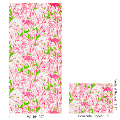 Lee Jofa PINK COLONY WP GREEN/PINK Wallpaper