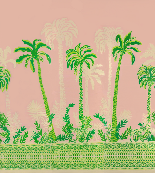 Lee Jofa PALMS WAY MURAL GC PINK Wallpaper