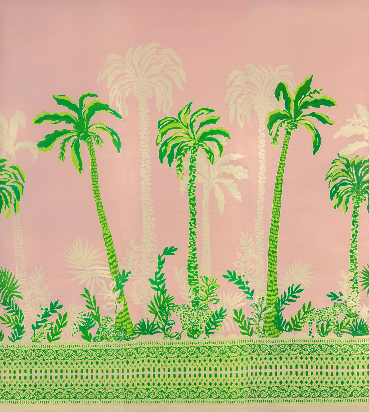 Lee Jofa PALMS WAY MURAL GC PINK Wallpaper
