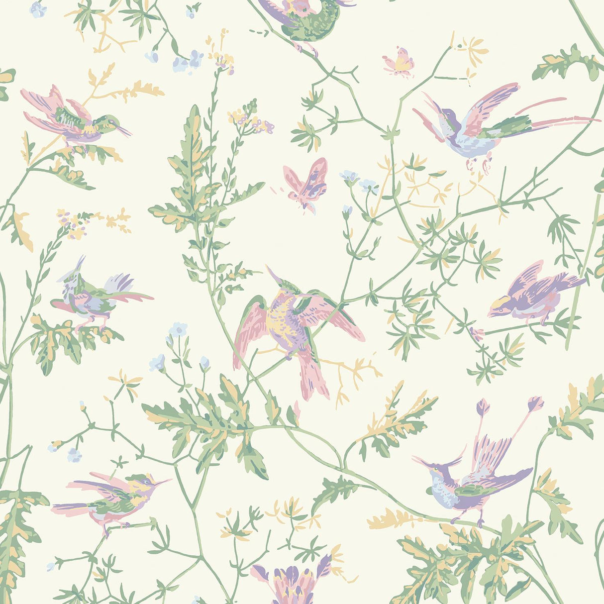 Cole & Son HUMMINGBIRDS BLUSH SAGE Wallpaper