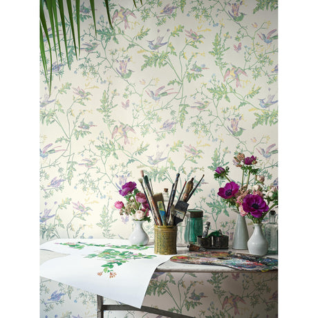 Cole & Son HUMMINGBIRDS BLUSH SAGE Wallpaper