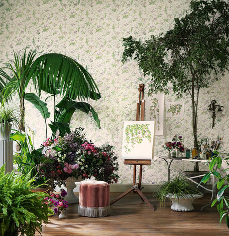 Cole & Son HUMMINGBIRDS BLUSH SAGE Wallpaper