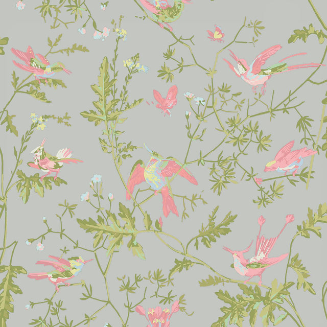Cole & Son HUMMINGBIRDS GREY/PINK Wallpaper