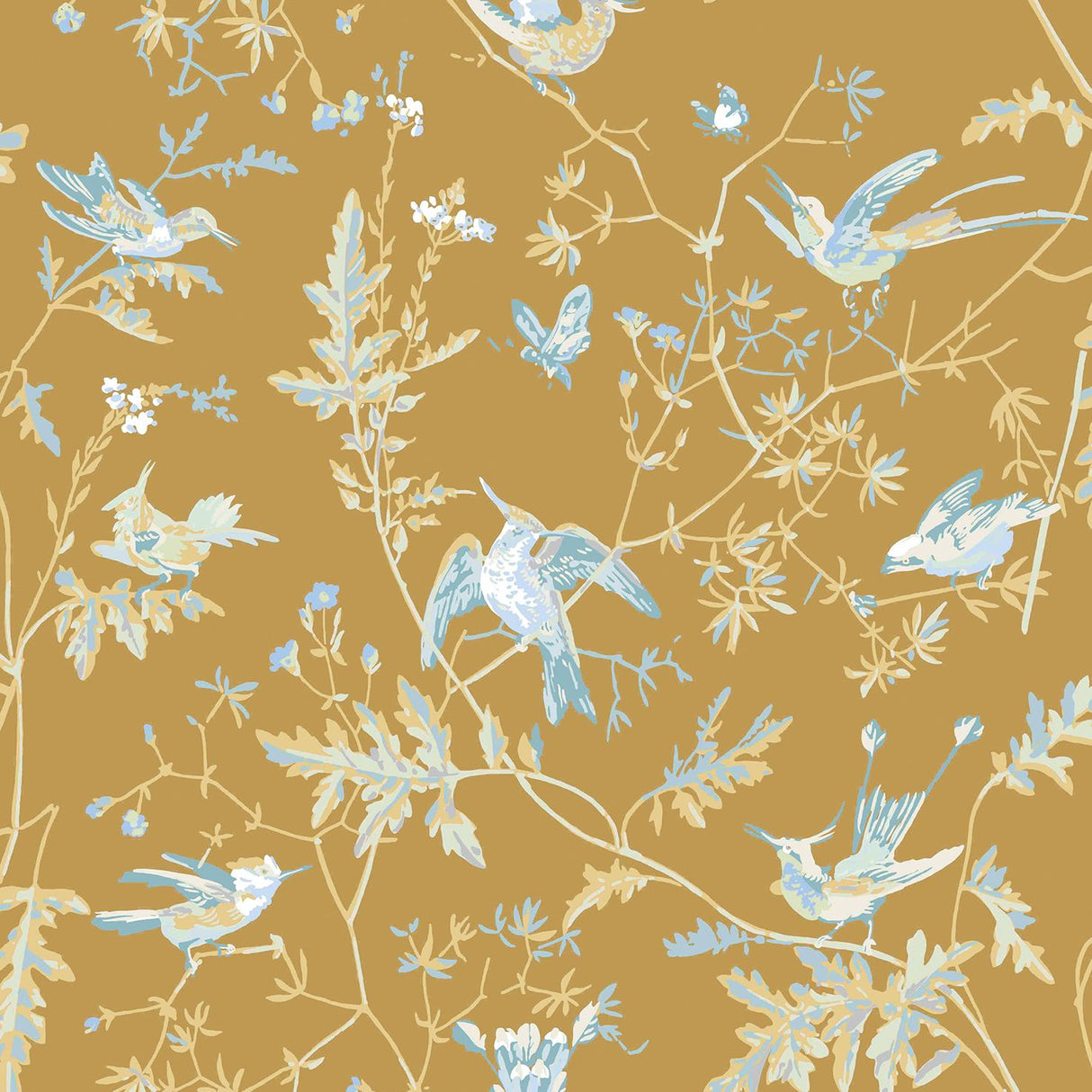 Cole & Son HUMMINGBIRDS GREY/GOLD Wallpaper