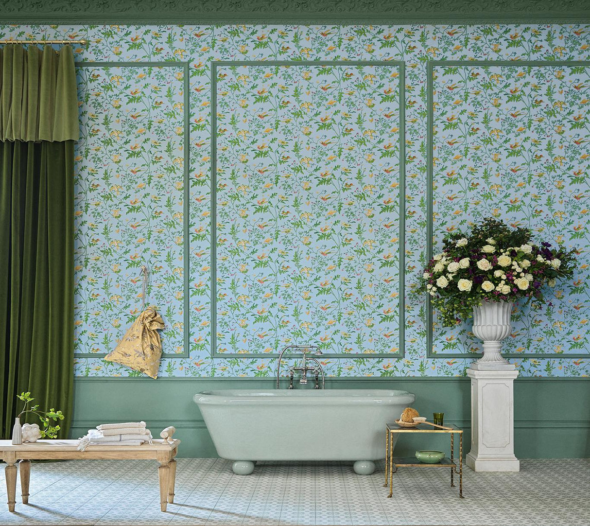 Cole & Son HUMMINGBIRDS YELLOW/BLUE Wallpaper