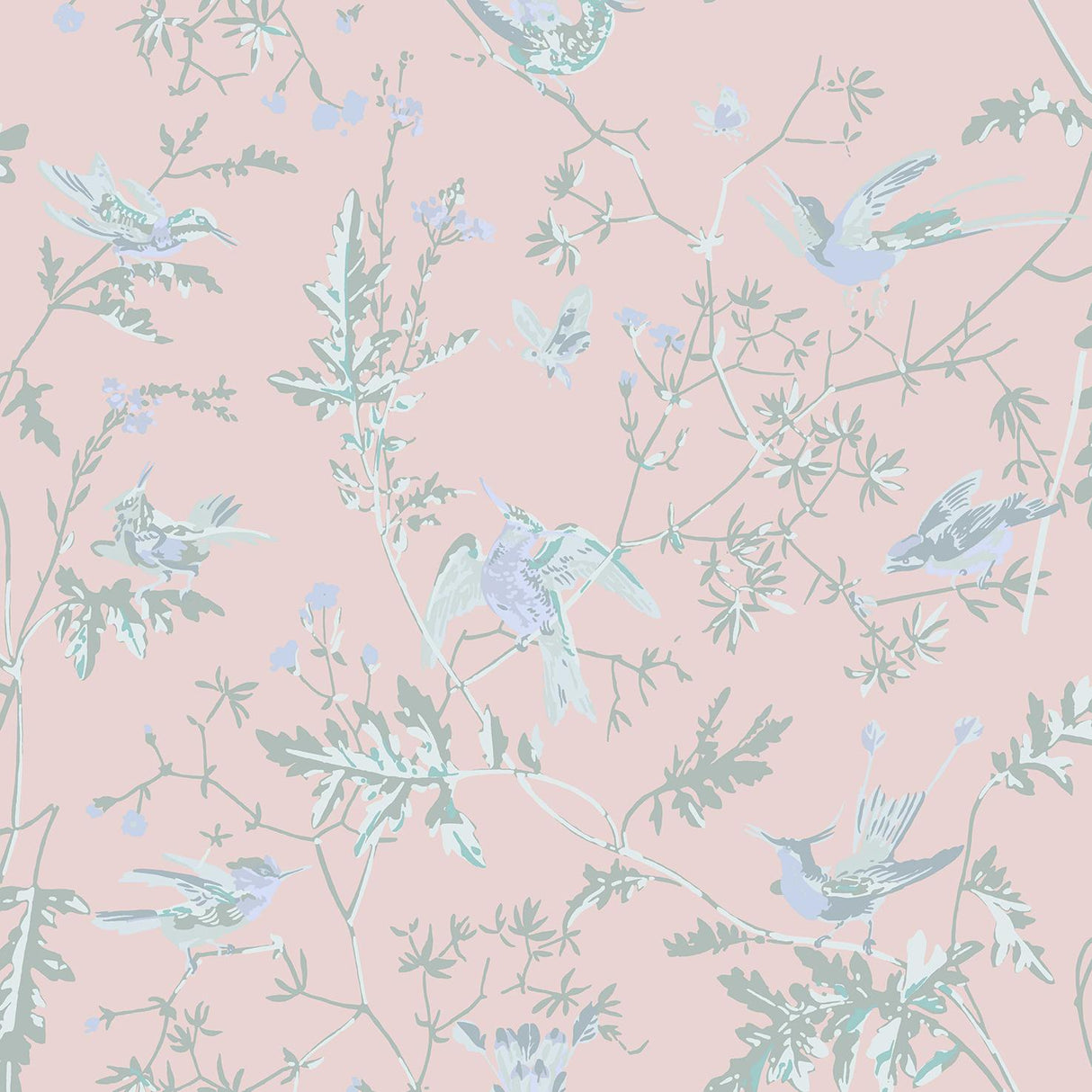 Cole & Son HUMMINGBIRDS SILK BLUSH Fabric