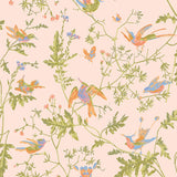 Cole & Son HUMMINGBIRDS COTTON PRINT ORANGE Fabric