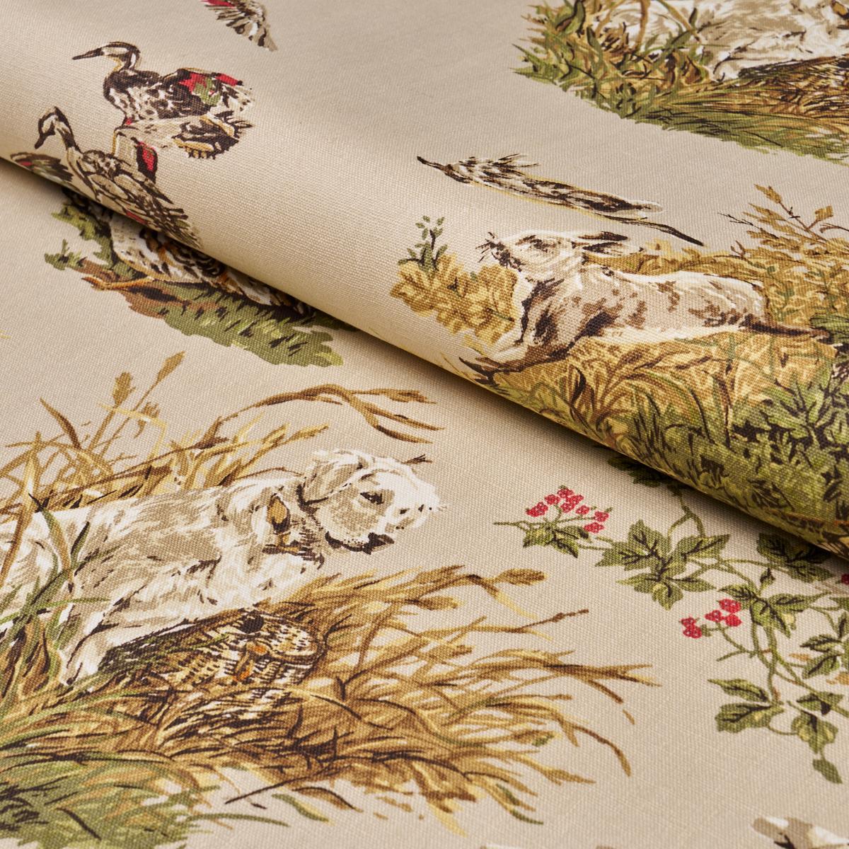 Schumacher Dog & Duck Alabaster Fabric
