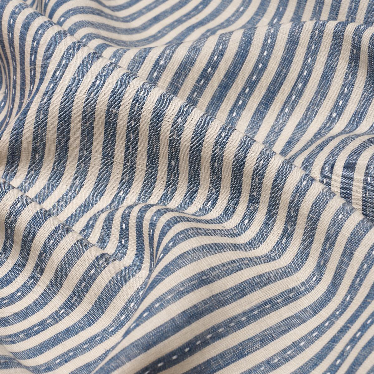 Schumacher Mathis Ticking Stripe Indigo Fabric