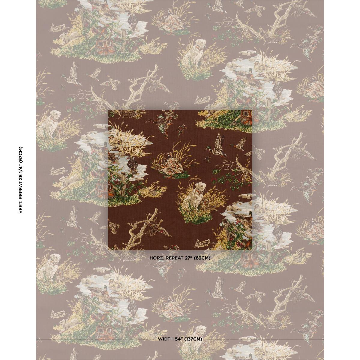 Schumacher Dog & Duck Brown Fabric